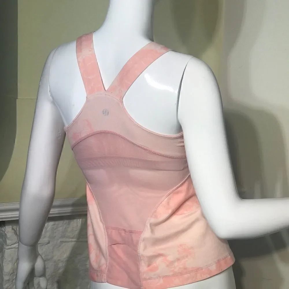 Lululemon Racer Back Pink Print & Mesh Running Top - Picture 6 of 7